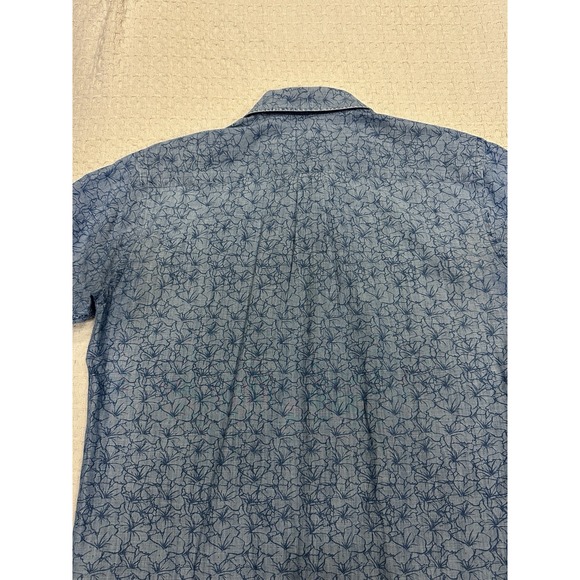 Peter Millar Crown Crafted Shirt Mens L Short Sleeve Blue Floral Button Up EUC - Picture 10 of 12